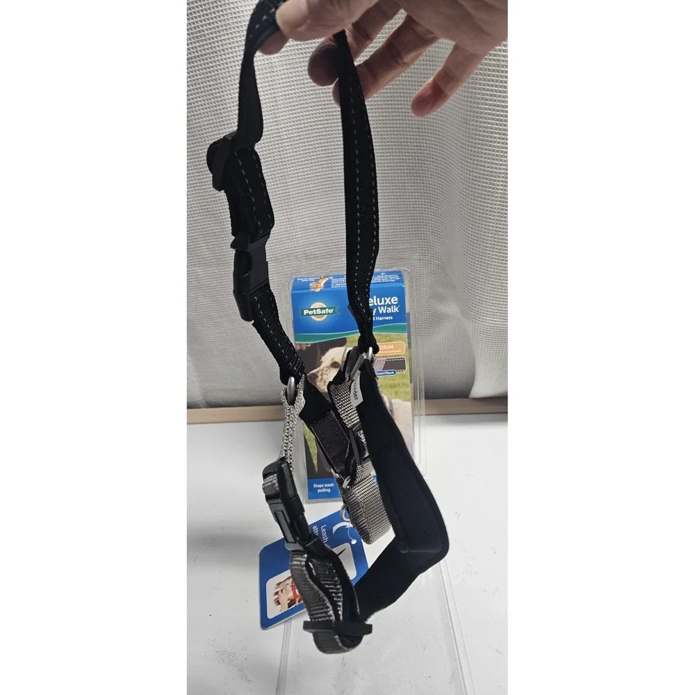 PETSAFE Deluxe Easy Walk no-pull dog harness steel/black Sz M‎